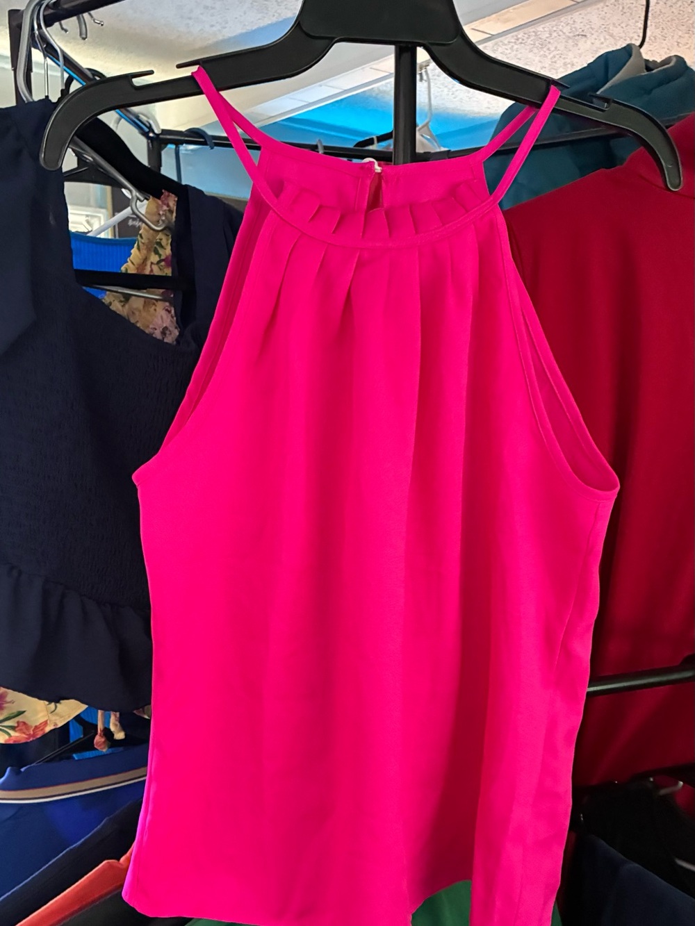 Women’s Hot Pink Halter Neck Tank Top
